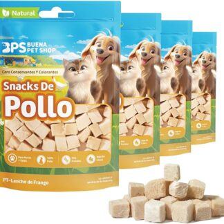 BPS Snacks naturali di pollo per cani e gatti 100% carne pura, liofilizzata, ad alto contenuto di proteine, basso contenuto di grassi, senza additivi per animali domestici (4 pezzi, pollo) BPS-5229 x