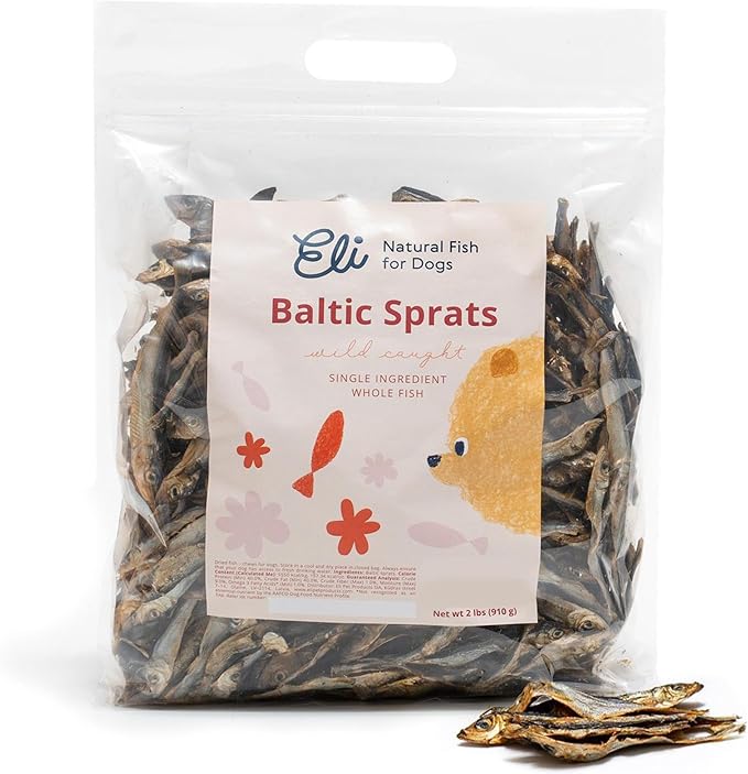 Eli Spratti Mar Baltico per Cani - Snack Naturali, ricchi di proteine & Omega-3, senza cereali, senza additivi, essiccati all'aria - 910 g