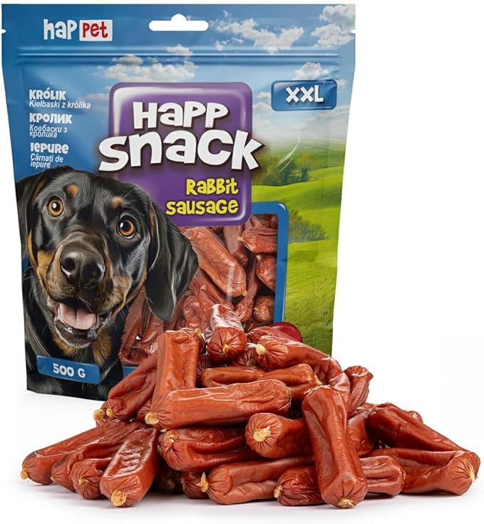 HAPPET Dolcetti per cani, salsicce di coniglio aromatizzate, prelibatezze per cani facili da digerire, per chi soffre di allergie, premio salutare per l'allenamento e un trattamento a basso contenuto