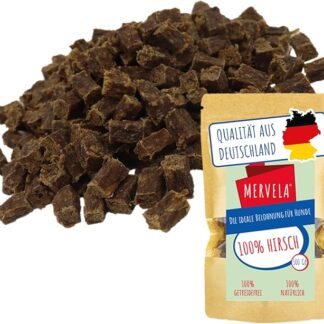 MERVELA® Cubo da masticare per cani, 500 g, ideale come dolcetti da allenamento, carne di cervo naturale al 100%, ipoallergenico per cani sensibili, made in Germany