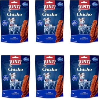 Rinti Chicko strisce di anatra tenere | Confezione da 6 | 6 x 90 g | Snack per cani con petto di anatra fresco | Senza farine di carne e soia | Essiccato delicatamente all'aria