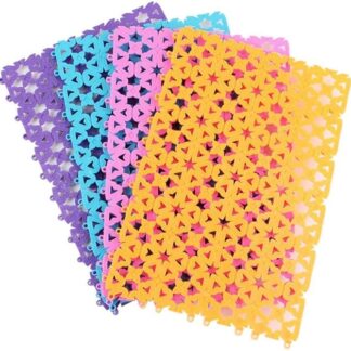 LANGING - Set di 4 tappetini per gabbie per conigli, in plastica, con foro a forma di cuore, in plastica