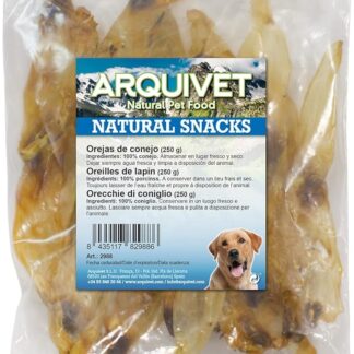 Arquivet Orecchie di coniglio (sacchetto 250 g) - Snack 100% naturali per cani - premi, premi, caramelle, caramelle, caramelle canine - Aiuto per la pulizia dei denti