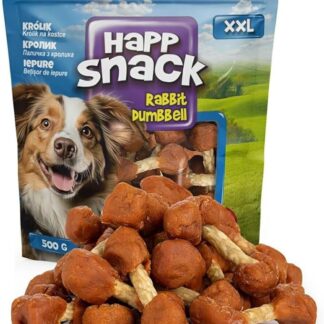 HAPPET Bacchette naturali per cani - Bacchette naturali in pelle bovina e coniglio - Prelibatezze sane ricche di proteine - masticabili facilmente digeribili per cani di tutte le razze e taglie