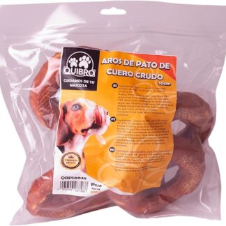 Quibropets Anelli di anatra in pelle grezza - Chuches per cani, premi naturali, senza cereali, snack per animali domestici, premi disidratati, 530 g