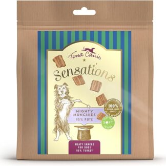 Terra Canis Sensations - Mighty Munchies 90 g, texture morbida e particolarmente gustosa, snack premium per cani in 100% qualità alimentare di tutte le materie prime, senza cereali e senza glutine