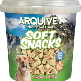 ARQUIVET Soft Snacks - Ossi duo salmone e riso - 800 g- Snack per cani a forma di osso piccoli - Snack per cani - Alimento complementare