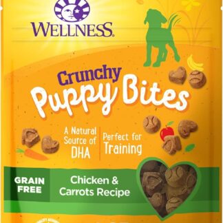 Wellness Croccante cucciolo morso naturale senza cereali per l'allenamento, dolcetti per cani con carne reale e DHA, senza aromi artificiali (pollo croccante e carote, sacchetto da 170 ml)