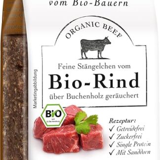 defu Spuntino per cani | 1 x 125 g | Gambo fine di manzo biologico | Delizia biologica di alta qualità per il vostro cane