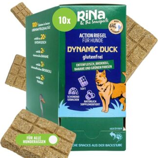 RiNa - Scatola per barre, 10 pezzi, senza glutine, carne d'anatra per muscoli forti, broccoli, banane e ronzi verdi, prodotto in Germania