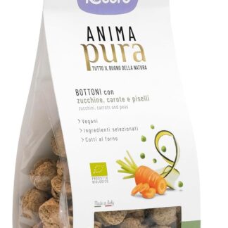 Record - Snack Vegani Anima Pura per Cani. Biscotti Naturali Cotti al Forno al gusto di Zucchine, Carote e Piselli. Snack Bio per Cani, Made in Italy | 100 g
