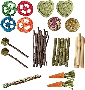 Bunny Chew giocattoli per i denti, giocattolo da masticare in legno di criceto - Il legno tratta il giocattolo per la dentizione di piccoli animali | Masticare Terenza del morso Forniture Gerbils