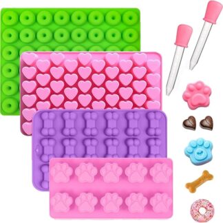 LightBeacon 4 Pezzi Stampo per Biscotti per Cani, Tappetino da Forno per Cani con 2 Contagocce, Set di Biscotti per Cani, Tappetino da Forno, per Muffin Cupcake, Dolci, Artigianato Fai-da-te