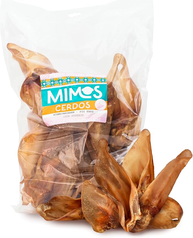 MIMOS Orecchie di maiale per cani, articolo da masticare, 1000 g, spuntini da masticare senza cereali, senza additivi artificiali, asciugati delicatamente, sostengono la cura dentale