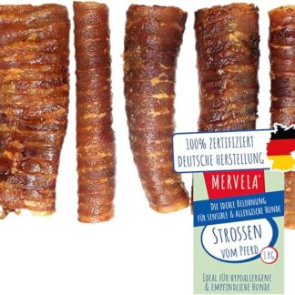 MERVELA Cavallo | 100% cavallo puro | 1.000 g | Spine essiccate dal cavallo | Qualità dalla Germania | ideale per cani ipoallergenici, allergici e sensibili