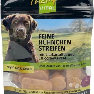 Thempa Vital - Strisce di pollo per cani con patata viola e radice di cicoria, 150 g