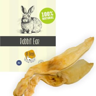 RF-Deer Orecchie di coniglio senza pelo 1kg – Conigli di Coniglio Secco Orecchie per cani Snack salutare da masticare Prelibatezza essiccata Alto contenuto proteico Senza additivi artificiali