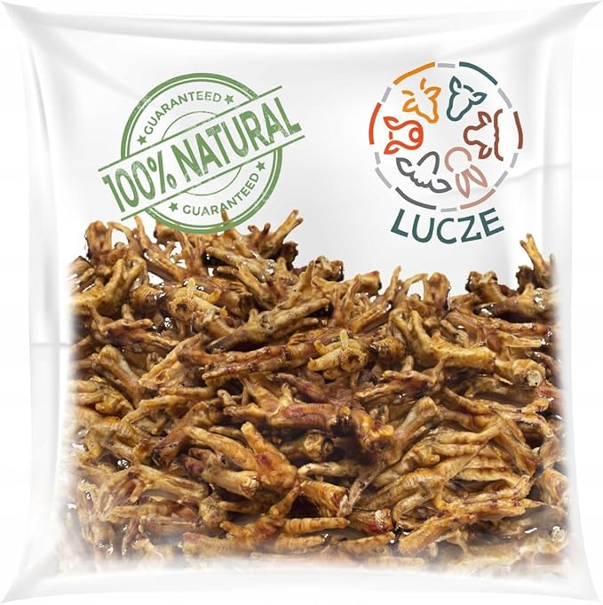 Lucze® - gambe di pollo secche, 13 unità, piedi di pollo per cani, pollo, spuntino da masticare per cani, cani dolcetti