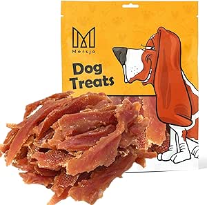 MERSJO Dog Treats - 92% ad alto contenuto di carne, Senza Cereali e Zuccheri, crocchette per cani come integratore quotidiano, masticatore naturale, petto d'anatra essiccato, 500g