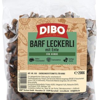 Dibo Barf Leckerli, 200 g, cavallo, selvaggio, bouquet, agnello, anatra, snack per cani, piccolo e pratico, senza zucchero, sano e delizioso (anatra)
