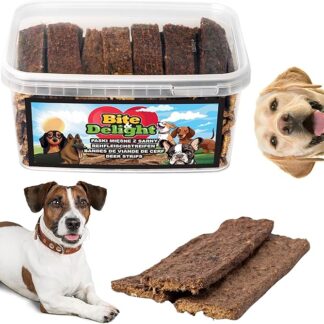 Bite & Delight 4000g Strisce di Carne di Cervo per Cani - Snack Naturale Senza Cereali - Leccornie per Cani - Strisce Masticabili - Snack da Addestramento per Cani di Tutte le Taglie - Dog Snacks