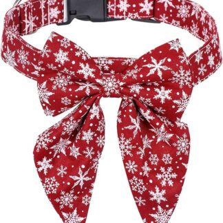 Hattba Collare per animali domestici di Natale per cani e gatti con fiocco Festival Party Pet Costume Accessori Breakaway Gattino Vacanza Collare