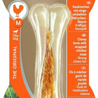 8in1 Delights Chicken - Osso da masticare Strong taglia M (per cani di taglia media extra forte, da 12 a 35 kg, carne di pollo di alta qualità avvolta nella pelle bovina), 1 pezzo