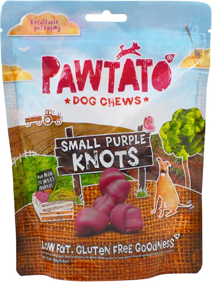 Nodini Piccoli Masticabili Vegani Per Cani Pawtato (150 g) Prodotti Con L'87% Di Patate Dolci, Riso E Lievito Di Birra, Deliziosi Biscottini Naturali Di Addestramento Per Cani