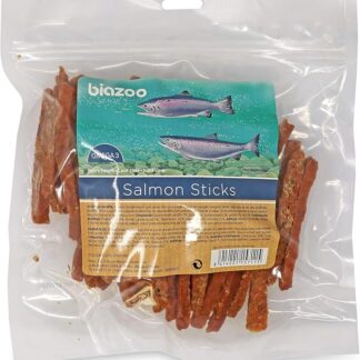 Biazoo Strisce di salmone essiccato 500 g. Snack per cani adatto a tutte le razze e dimensioni. Snack altamente differibile e ad alto contenuto di proteine
