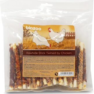 Biazoo - Bastoncini in pelle intrecciata con pollo 500 g Snack per cani adatti a tutte le razze e dimensioni. Altamente digeribile e ad alto contenuto proteico.