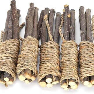 MUNEFE Pet Bastoni da masticare, Bastoni di Legno Giocattoli da Masticare per Animali Domestici, Bastoni di Legno Erba Corda Giocattoli Molari per Tettoni per Parrot Rabbit