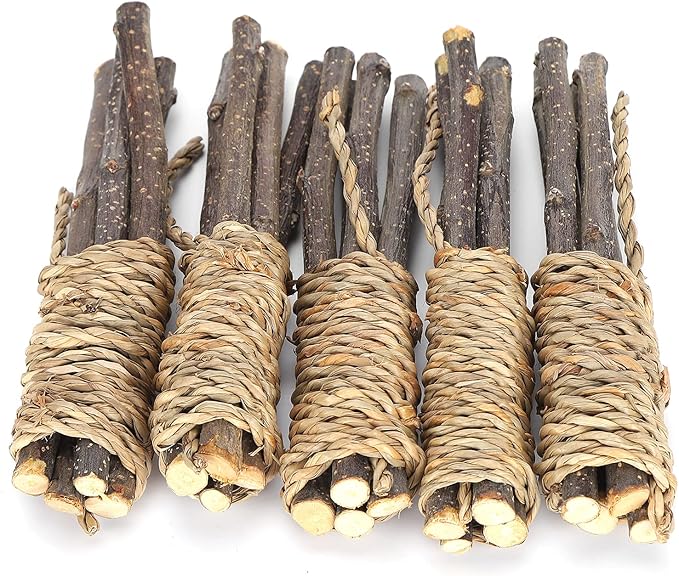MUNEFE Pet Bastoni da masticare, Bastoni di Legno Giocattoli da Masticare per Animali Domestici, Bastoni di Legno Erba Corda Giocattoli Molari per Tettoni per Parrot Rabbit