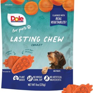 Dole Per animali domestici appena recuperati da masticare duraturi, dolcetti per cani al gusto di carota, razza piccola, 8 once, 10 ct | aromatizzato con verdure vere, senza grano, mais, soia, aromi