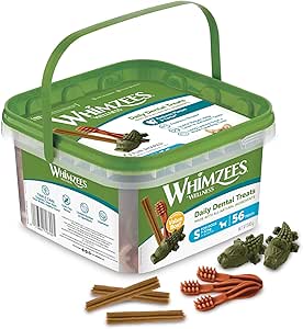 WHIMZEES Box Varietà, Figure Miste, Stix da Masticare Per l'igiene Dentale per Cani di Piccola Taglia (7-12kg), Ingredienti Naturali, Senza Cereali, 56 Pezzi, Taglia S