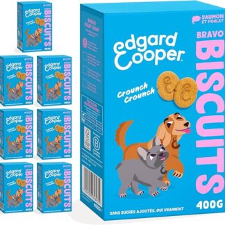 Edgard & Cooper Dolcetti naturali - Biscotti Bravo - Salmone e Pollo - (7 x 400 g), senza cereali, carne fresca di alta qualità, ricca di aminoacidi per un sistema digestivo sano