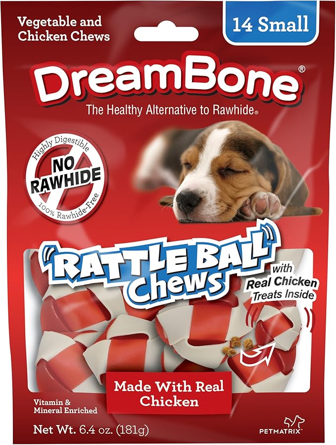 DreamBone Pollo Rattle Ball Dog Chew
