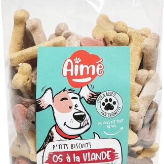 Aimé - Osso da masticare per cane sapore di pollo - dolcetto a forma di osso - cibo gustoso e goloso - 500 g