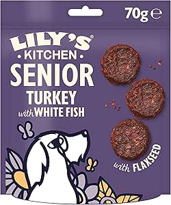 Lily's Kitchen Preparati con ingredienti naturali Bocconcini per cani senior con tacchino e pesce bianco Ricetta senza cereali 8 x 70g