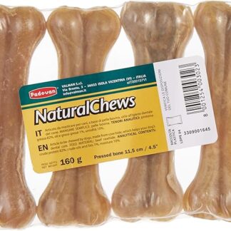 Osso da Masticare per cani a base di pelle bovina - 11,5 cm - pacco da 4 pezzi