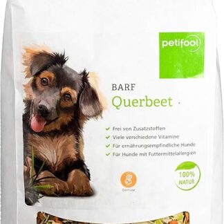 petifool Barf - Aiuola trasversale per cani, 1 kg, fiocchi di verdure come mangime complementare, prodotto naturale senza additivi artificiali, cibo per cani senza glutine e senza cereali, aggiunta di