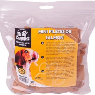 Quibropets Mini bistecche di salmone - Chuches per cani, premi naturali senza cereali, snack per animali domestici, premi disidratati, 500 g