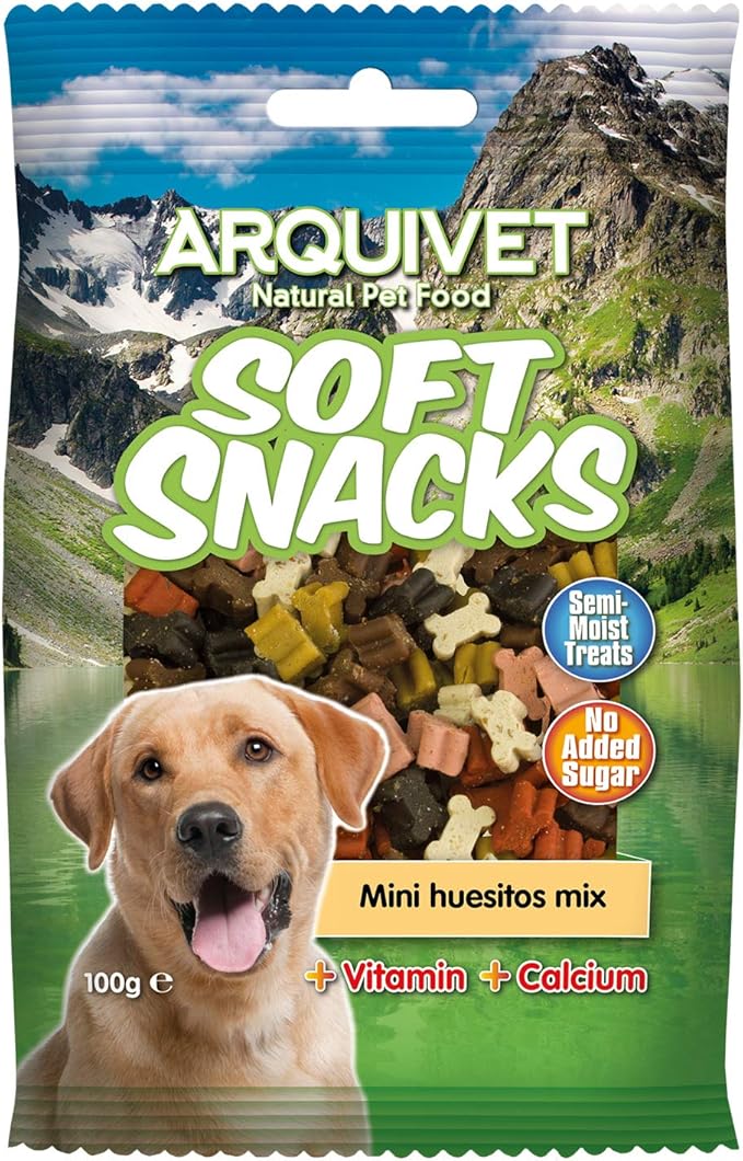 ARQUIVET Soft Snacks - Mini Ossi mix - 100 gr - Snack per cani a forma di osso piccoli - Snack per cani - Alimento complementare