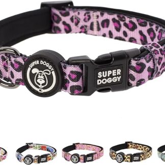 Collare per Cani di Piccola, Media e Grande Taglia - Collari in Nylon Regolabile e Imbottito - Per Passeggiate, Allenamento e Corsa - Leggero e Ideale per i Cuccioli (Pink Leopard, S (25-40cm))