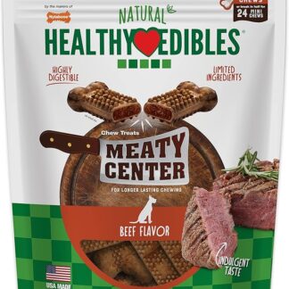 Nylabone Healthy Edibles Meaty Center Natural Dog Treats – Limited Ingrediente Dog Treats for Small Dogs – Beef Flavor, Small (12 Count)