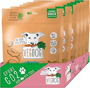 VEGDOG Veggies Immune Snack Ipoallergenico per Cani (10 x 125 g) | Bocconcini Training per Sistema Immunitario Forte | Snack Proteico Allergie con Patate e Olivello Spinoso