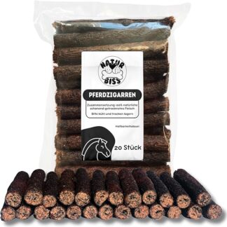 Naturbiss Sigari per cani a cavallo – 20 pezzi (12 cm) – sigari ipoallergenici e senza cereali – monoproteina, 98% carni muscolari – spuntino per cani essiccato all'aria