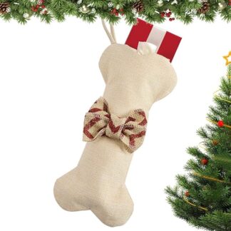 Calza natalizia per cani, calze natalizie con papillon, calze natalizie per cani, per scuole, aule, club, uffici, cani