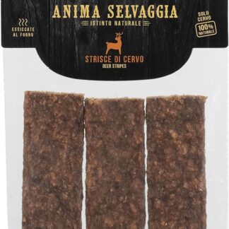 Record - Snack Premium per Cani Anima Selvaggia Gusto Cervo, Made in Italy. Strisce di Carne per cani essiccate al forno. Snack 100% naturali|75g