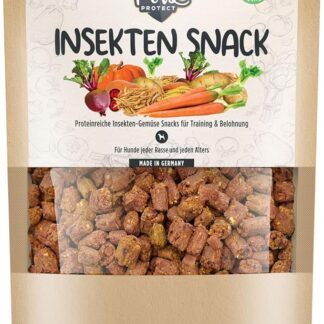 Pets PROTECT SNACK INSETTI | Snack naturali per cani a base di insetti e verdure | Alto contenuto di proteine | Senza cereali | Senza additivi artificiali | Per cani e cuccioli grandi e piccoli | 150