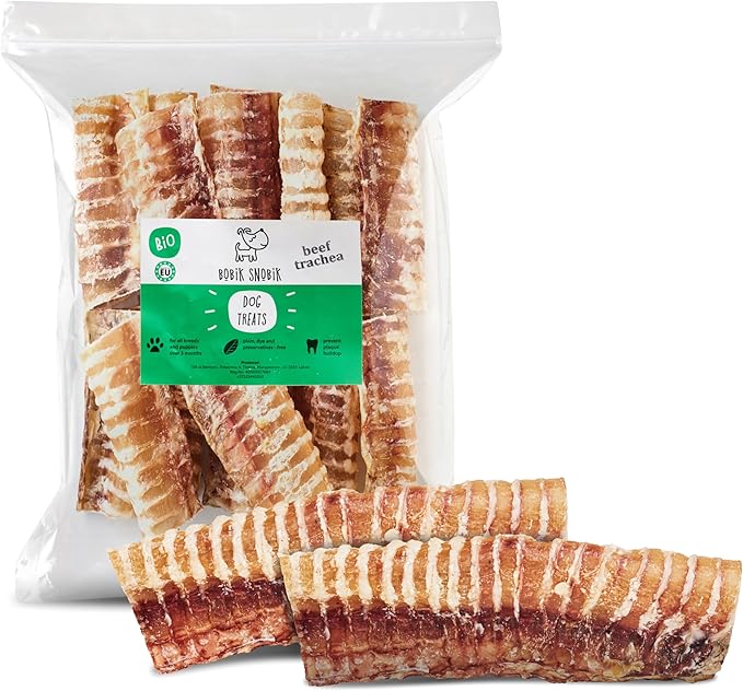 Bobik Snobik – Trachea di Bovino Naturale per Cani – Snack Masticabile Ricco di Proteine e Collagene – Premio Sano per Cuccioli e Cani Adulti – 500 g, 14 pezzi – Senza Additivi o Conservanti